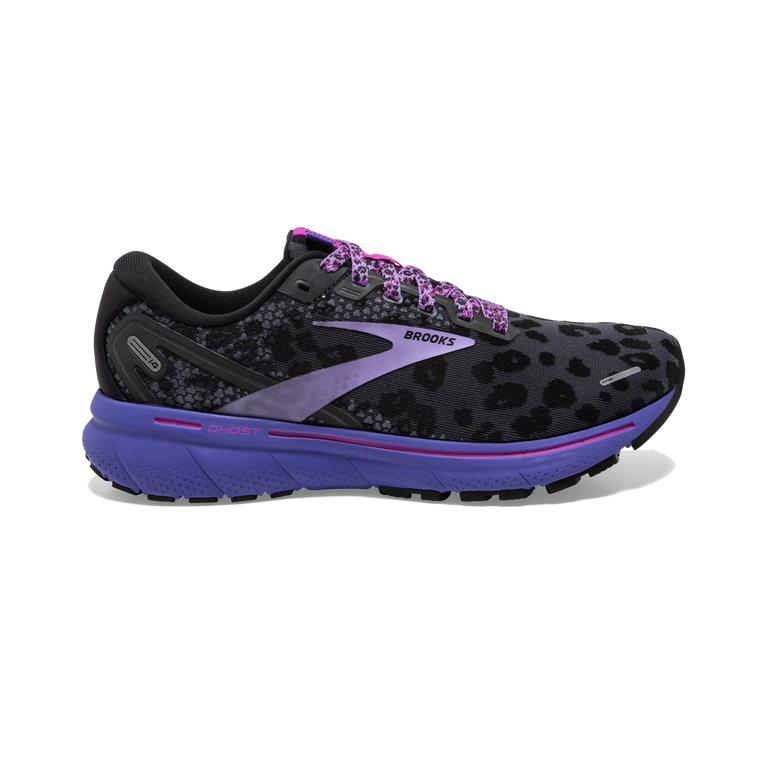 Brooks GHOST 14 Cushioned Road Running Shoes Womens Outlet - Ebony/Black/Purple (BPD375649)